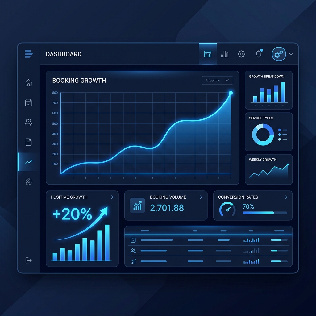 Data visualization showing business growth and automation leads